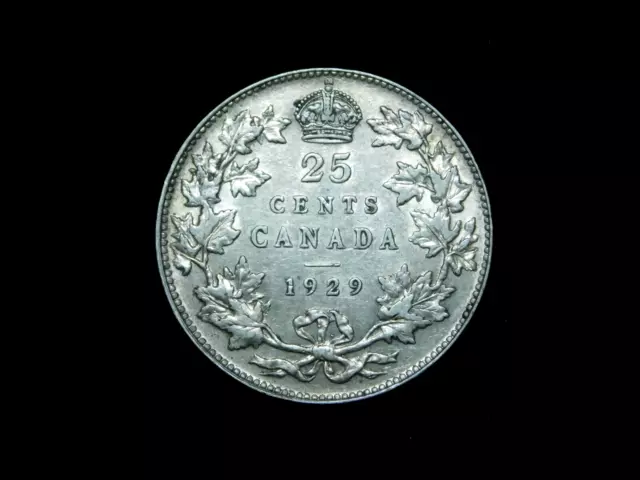 1929 25c Canada Twenty Five Cent - Wold Silver Coin