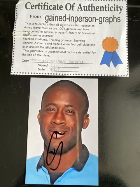 yaya toure signed 6x4 photo With COA