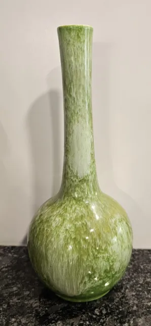 Vintage Royal Haeger Pottery USA Drip Glaze Bud Vase Green 1940's  10”T x 4"