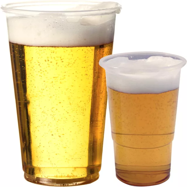 Pint Glasses 20oz, 570ml/ Half Pint Cups 250ml Disposable Glasses For Parties