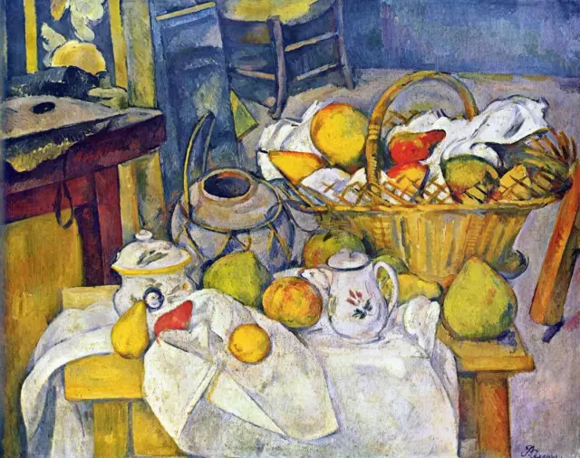 Still Life with Fruit Basket by Cezanne 40x50IN Canvas