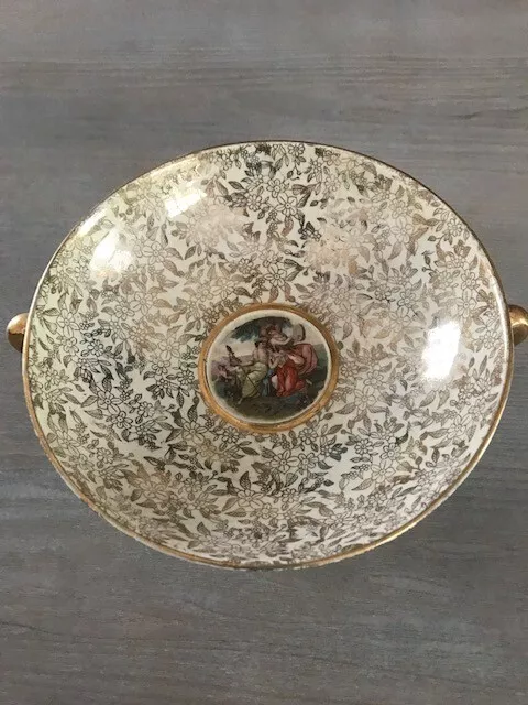 Empire Ware England Gold Chintz Porcelain Compote Pedestal/Compote Bowl