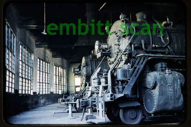 Original Slide, NYC New York Central 4-8-2 Steam #2886 and 2-8-2 #1334, in 1957