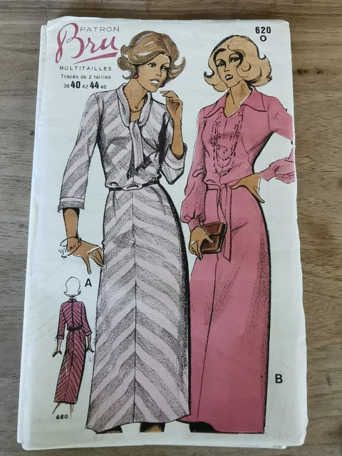 612 PATRON MULTITAILLES BRU VINTAGE FRENCH PATTERN 60/70 JUPE VESTE 42