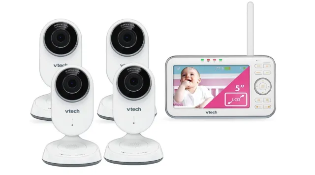 VTech 4 Camera Video Baby Monitor with 5" Screen and 1000 feet Range & Temp Sens