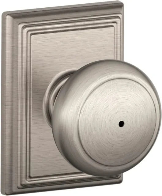 Schlage Andover Satin Nickel Privacy Bed/Bath Door Knob with Addison Trim