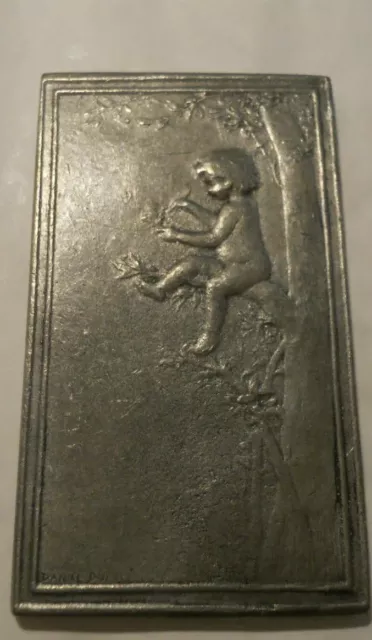 1900 RRR ART NOUVEAU FRENCH MEDAL PLAQUE NUDE by Dupuis 3