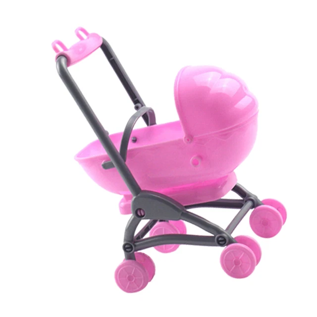 Poussette Pliable Pour Poupée – Landau Cœur Avec Auvent, Roues Pivotantes Et Accessoires – Jeu Imaginatif Pour Enfants
