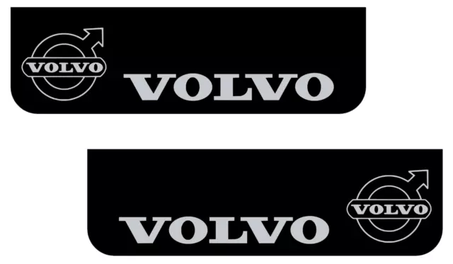 VOLVO Lorry HGV Truck Mudflaps 18 x 60cm Smooth Black PVC Mud Flaps Silver Logo