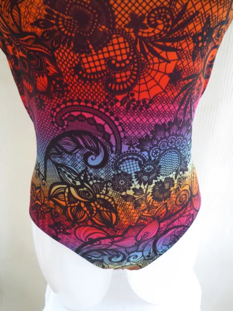 BNWoT Maru multicoloured UPF50+ lined front swimming costume Size 10 Label 34 3