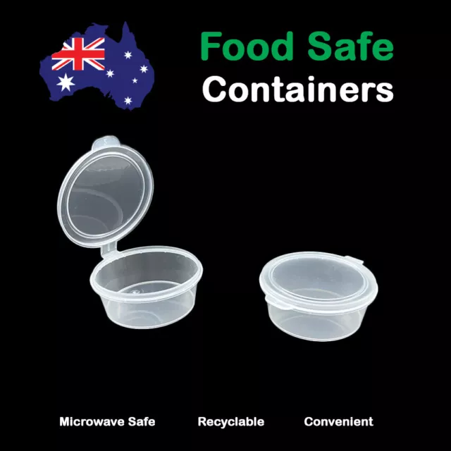 35ml Plastic Sauce Containers Hinged Lid Small Cup Recyclable Pot (BPA FREE)