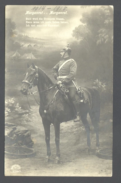 AK 1 WK, Offizier in Uniform auf Pferd, gel 1914