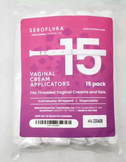 Disposable Vaginal Cream Applicators - Fits Premarin, Estrace, 15 packs