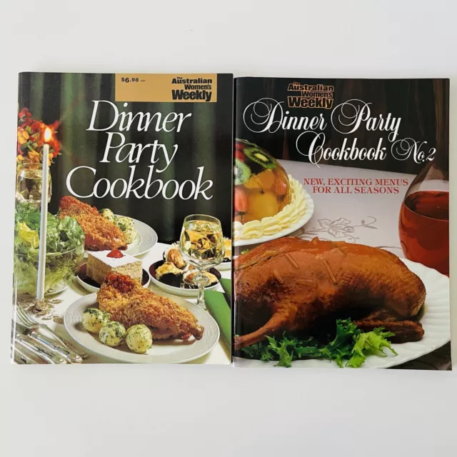 Australian Womens Weekly Dinner Party Cookbooks 1,2 AWW Recipes Entertaining Lot