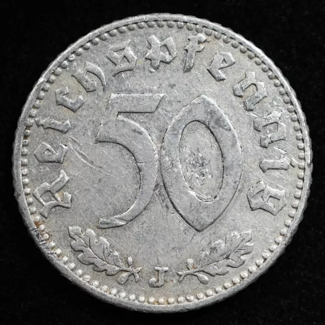 Germany 3Rd Reich 50 Reichspfennig 1943J, Coin, Km# 96, Swastika, Inv#D830