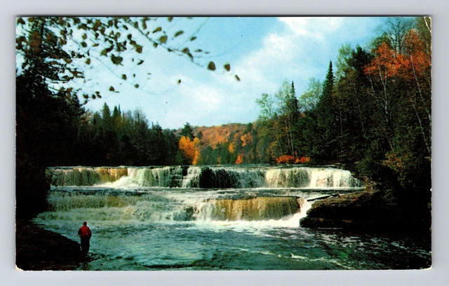 MI- Michigan Scenic Fall View Lower Falls the Tahquamenon River Vintage Postcard