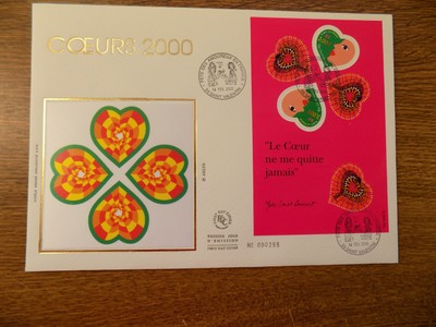 2000  Enveloppe 1Er Jour Gf  Coeurs Yves Saint Laurent Saint Valentin