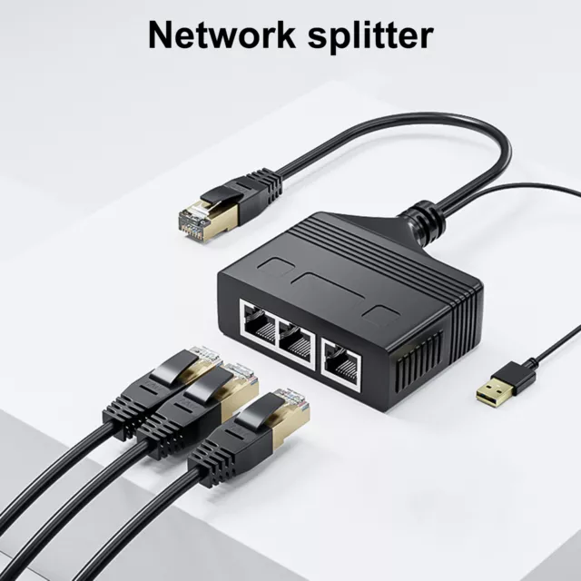 Network Adapter High Speed Simultaneous Network Usage 1 to 3 Internet Splitter
