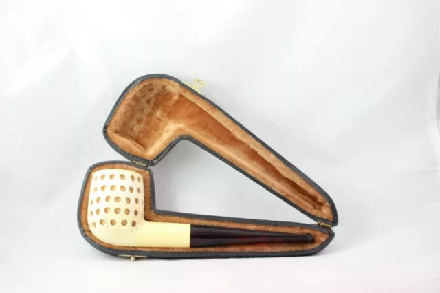 Pfeife, Pipe Pipa BLOCK MEERSCHAUMPFEIFE mit Etui, ohne Filter, as den 80ern