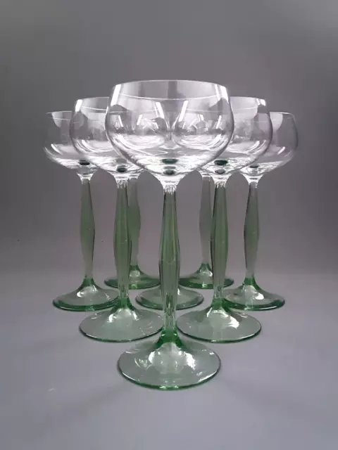 Acht antike Jugendstil Weingläser "Uranglas" um 1900 - Glasform Peter Behrens