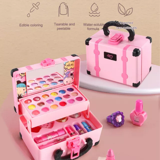 Girl Makeup Toy Set 30 Pcs Washable Kids Makeup Kit for Girls Pretend Play Make