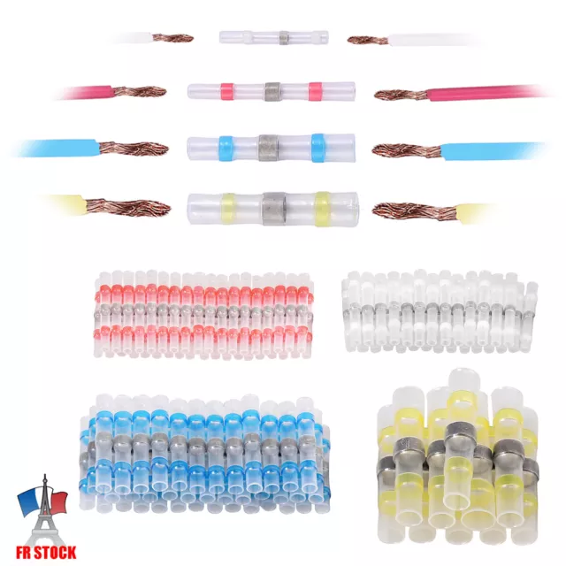 120PCS Connecteur de fil de soudure Cosses Electriques Souder Câble étanche kit