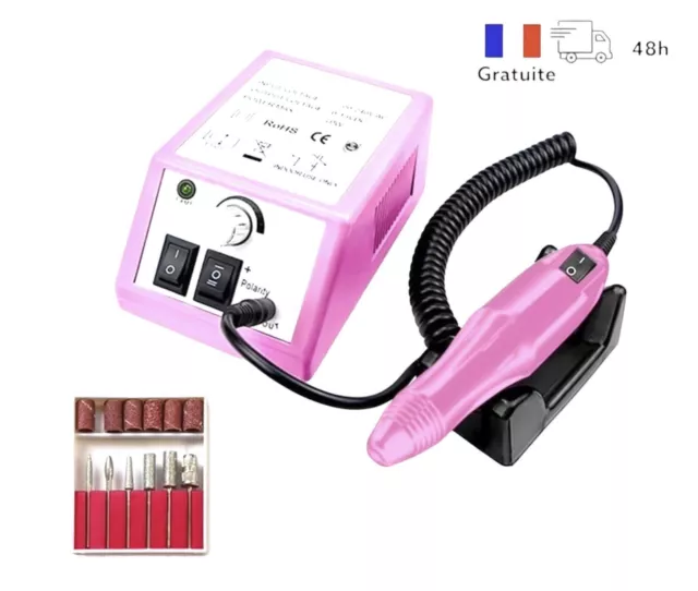 Kit Ponceuse Professionnel  Electrique Lime Ongles Manucure 20W +  Boite Embouts