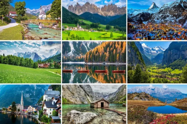 Postkarten Set Alpen - 9 Fotos / Bilder aus Deutschland, Österreich und Italien