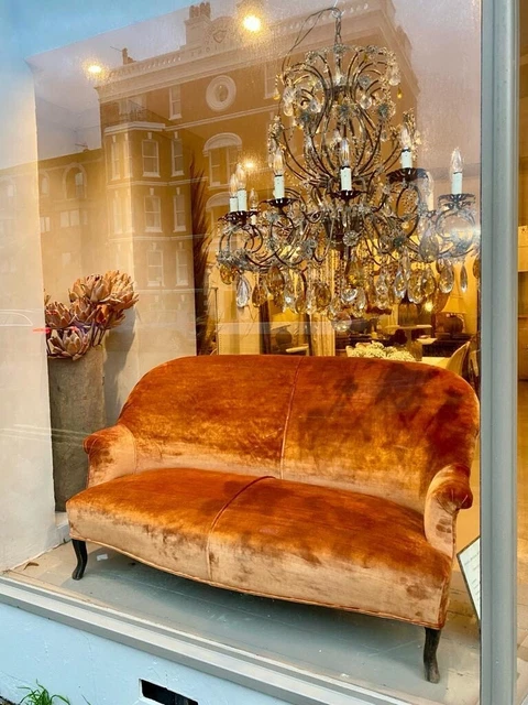 Antique, French Napoleon, Reupholstered Velvet Sofa, Stunning