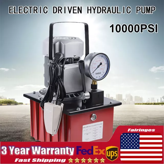 7L 10000 PSI 110V Electric Driven Hydraulic Pump 750W Single Acting Manual Valve