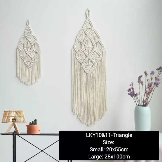 Triangle Macrame Tapestry Cotton Rope Knotted Wall Decoration-2 Sizes-0718-0719