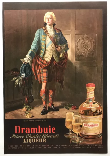 1955 Drambuie Scotch Prince Charles Edward’s Liqueur Vintage Art Print Ad NYM