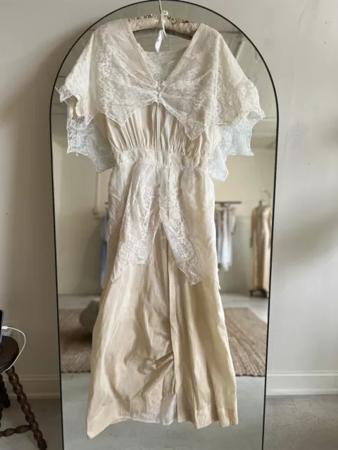 Rare Antique 1910s Lace Edwardian Tea Dress