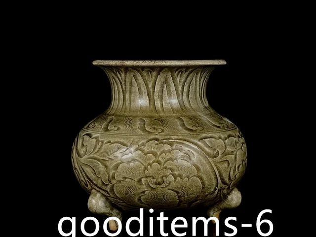 7"china old Antique Porcelain Song Yaozhou Kiln Flower Pattern Incense Stove