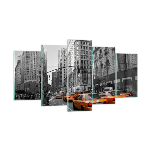 Wandbilder 160x85cm 5 tlg Glasbild Amerika New York City Stra�e XXL Bilder