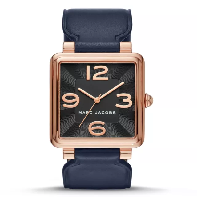 New Marc Jacobs Vic Rose Gold Tone,Navy Blue Leather Band,Watch-Mj1530
