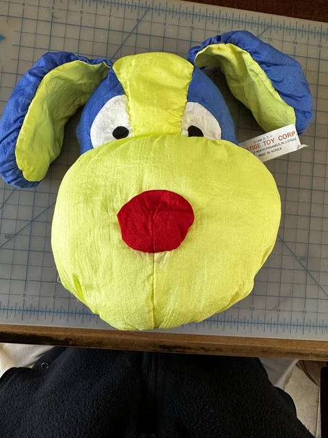 Vintage 1991 Prestige Toy Corp Stuffed Dog Animal Plush Nylon Toy Puppet Squeak