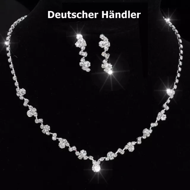 Neu Braut Schmuck Schmuckset Collier Kette Ohrringe Kristall Hochzeit Beiläufig