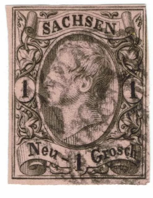 Briefmarke Sachsen Michel Nr. 9 1 Neu Groschen gestempelt