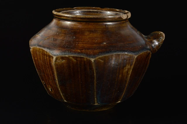 G3291: XF Korean Li Dynasty Brown glaze Shapely FLOWER VASE Ikebana