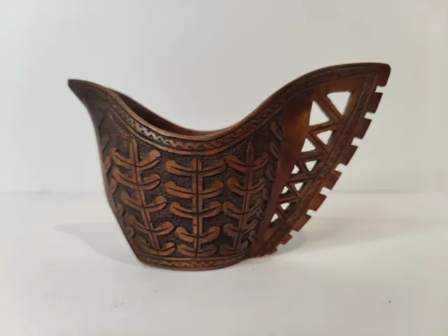 Vintage Handmade Yugoslavian  Folk Art Hand Carved Wood Creamer POT A LAIT