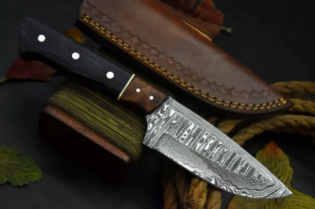 Custom Hand Forged Damascus Steel Hunting Knife Handmade,9.4"OAL (Q655) 2