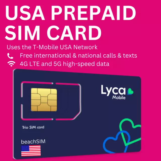 Lycamobile 12 GB USA SIM-Karte Prepaid (inkl. Hawaii & Puerto Rico)