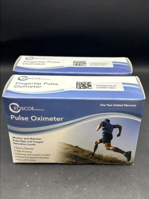 Roscoe Medical Fingertip Puls Oximeter Pack 2 Brandneu