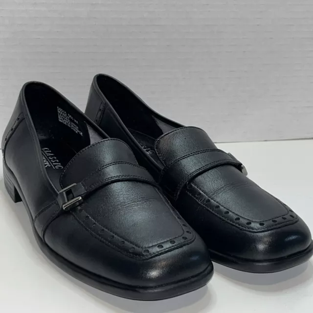 Classic Elements Womens Black Loafer 9M Leather Round Toe. 58015. Never Worn!