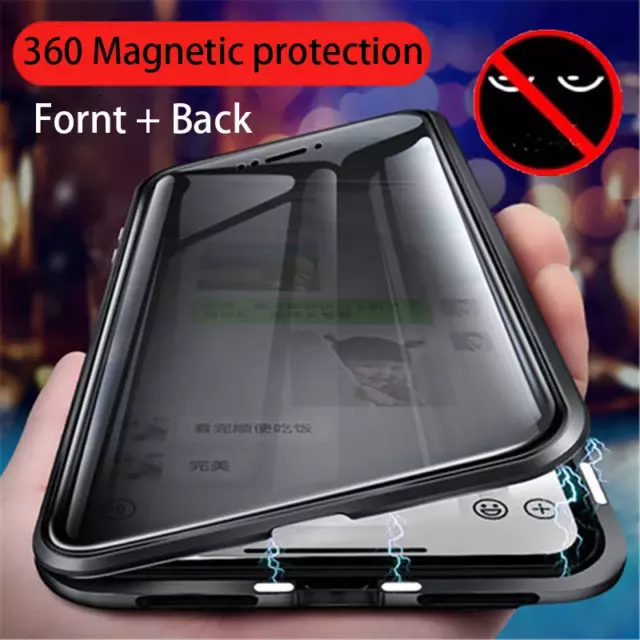 360 Magnetic Protection Privacy Double Glass Case For iPhone 15 14 13 12 11