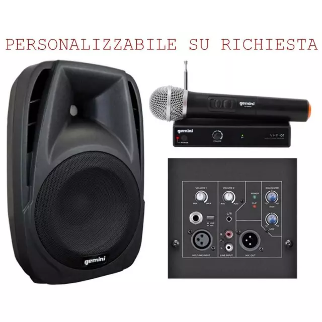 GEMINI ES 8P KARAOKE PACK impianto audio diffusore+microfono NUOVOgaranziaITALIA