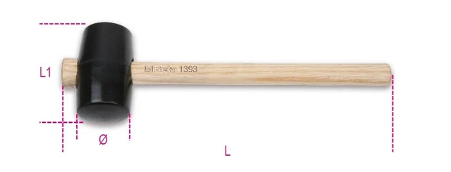 Beta Outils 1393 Rigide Caoutchouc Tête Marteau Maillet Ø : 60mm 013930060