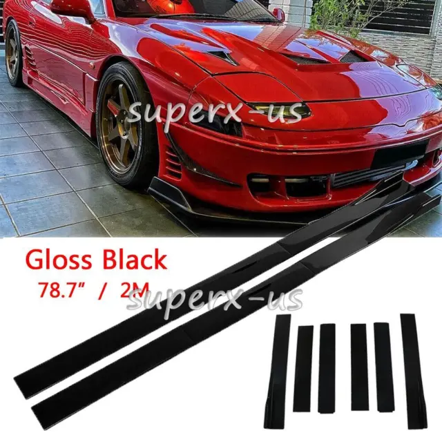 For Mitsubishi 3000GT 78.7'' Gloss Black Side Skirt Extension Lip Rocker