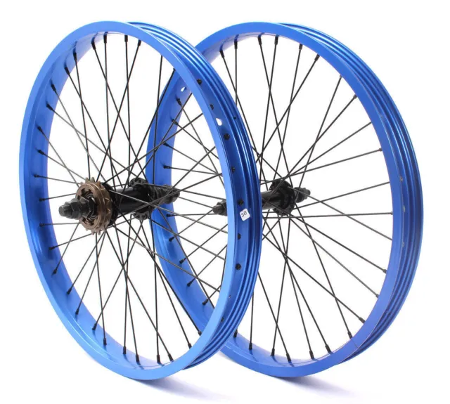 BMX Roue Ensemble Bleu 36 Trou 10mm Et 14mm KHE Anodisé Jantes en Alu 16T Pignon